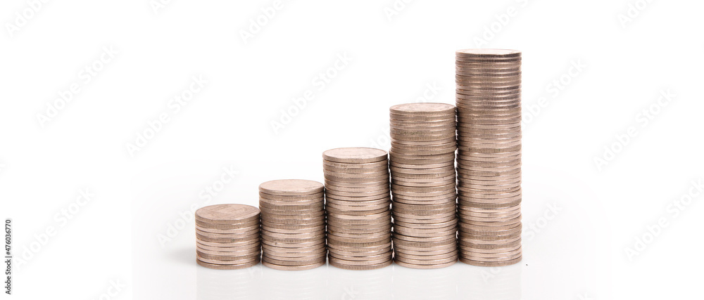 Stack of coin with trading graph, financial investment Stack of coin with trading graph, financial investment