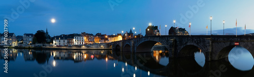 Panoramic Meuse river and the bridge in the evening. Namur, Belgium. © Bilal