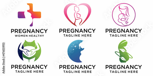 Pregnancy icon set Logo Template Design Vector, Emblem, Concept Design, Creative Symbol,