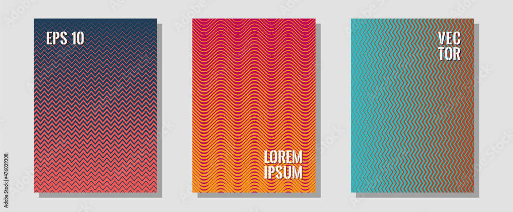 Halftone gradient texture vector cover layouts.