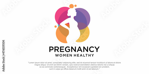 Pregnant Woman of logo design Simple Illustration