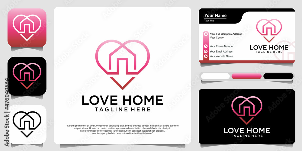 Naklejka premium Love Home Logo design Template