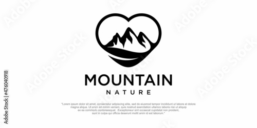 love Mountain nature Logo design Template