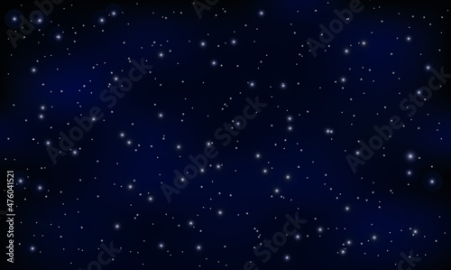 Night star sky, blue shining space. Abstract dark blue background with stars, cosmos. Vector illustration © Sun_Lab_Design