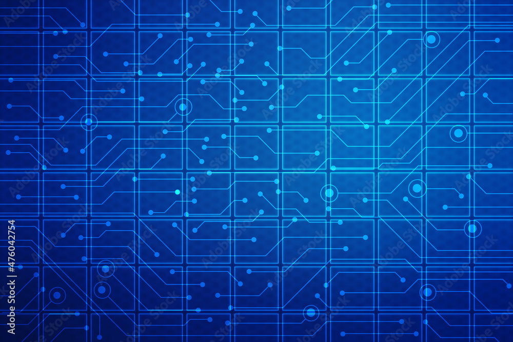 Abstract futuristic circuit board Illustration, Circuit board with various technology elements. Circuit board pattern for digital abstract technology background