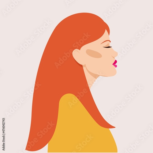 Portrait of European woman,long ginger hair