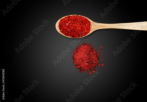 Powder of auspicious red orange colored Sindoor or kumkum photo