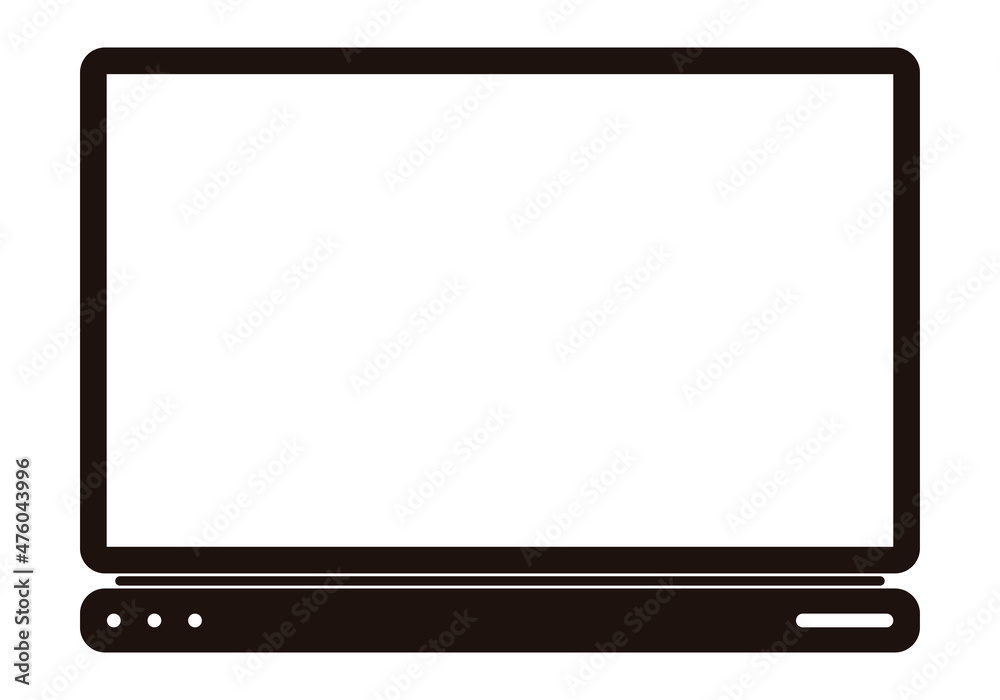 Icono negro de monitor de ordenador en fondo blanco. Icono negro de monitor de ordenador en fondo blanco.