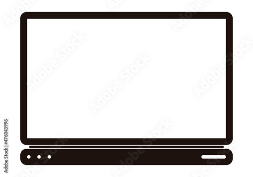 Icono negro de monitor de ordenador en fondo  blanco.