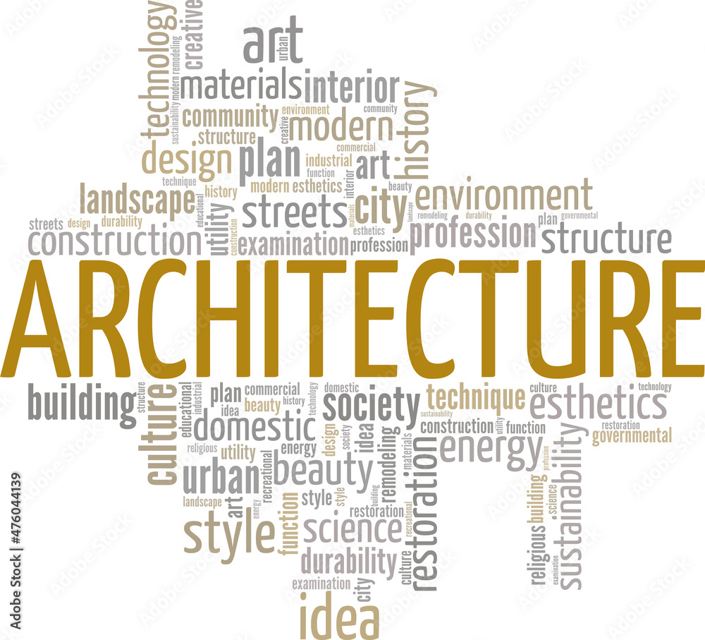 Architecture conceptual vector illustration word cloud isolated on white background.