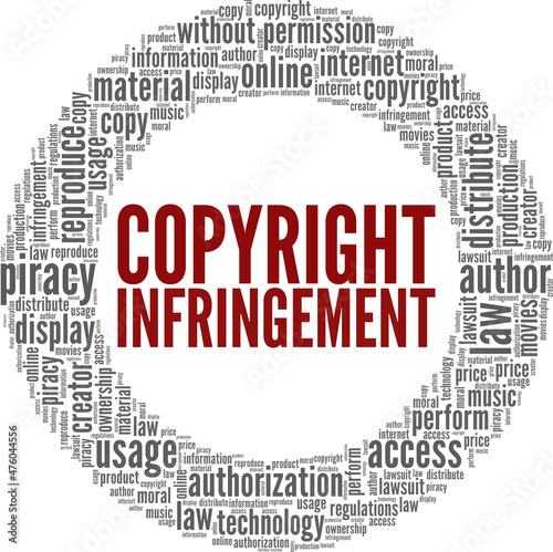 Copyright Infringement conceptual vector illustration word cloud isolated on white.