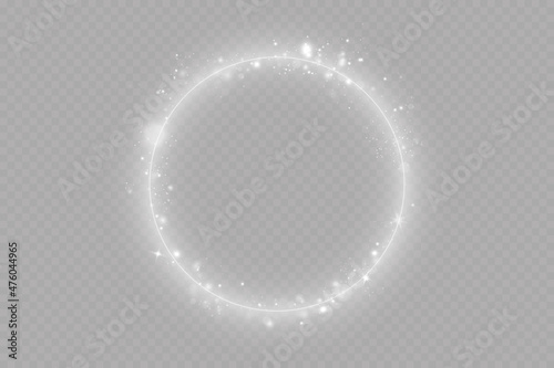 White ring. Vector luxury sparkling frame. Christmas decorations.