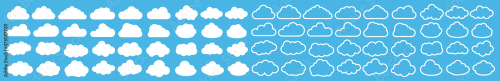 Vector illustration of clouds flat icon set