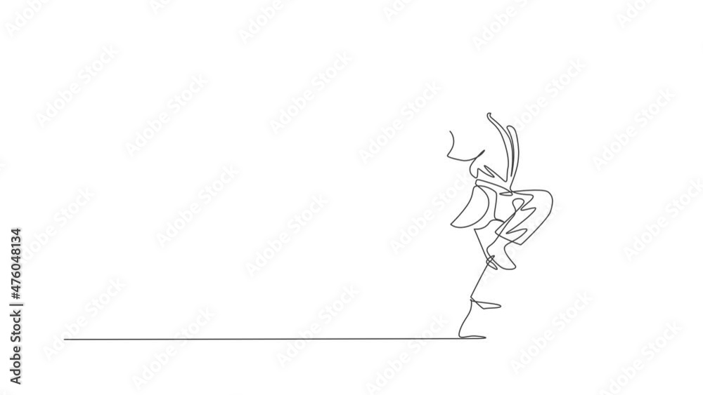 Animation of one line drawing of sporty karateka man in fight uniform with belt exercising martial art at gym. Healthy sport lifestyle concept. Continuous line self draw animated. Full length motion. Animation of one line drawing of sporty karateka man in fight uniform with belt exercising martial art at gym. Healthy sport lifestyle concept. Continuous line self draw animated. Full length motion.