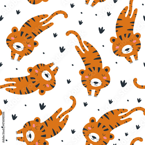 Pattern with Tiger. Vector illustration