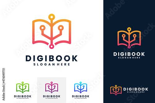 Digital book logo vector. Online school education logo.