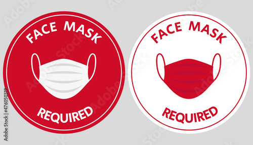 Set of face mask required stickers.