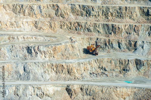 heavy machinery at rosia poieni surface copper mine, romania, alba county photo