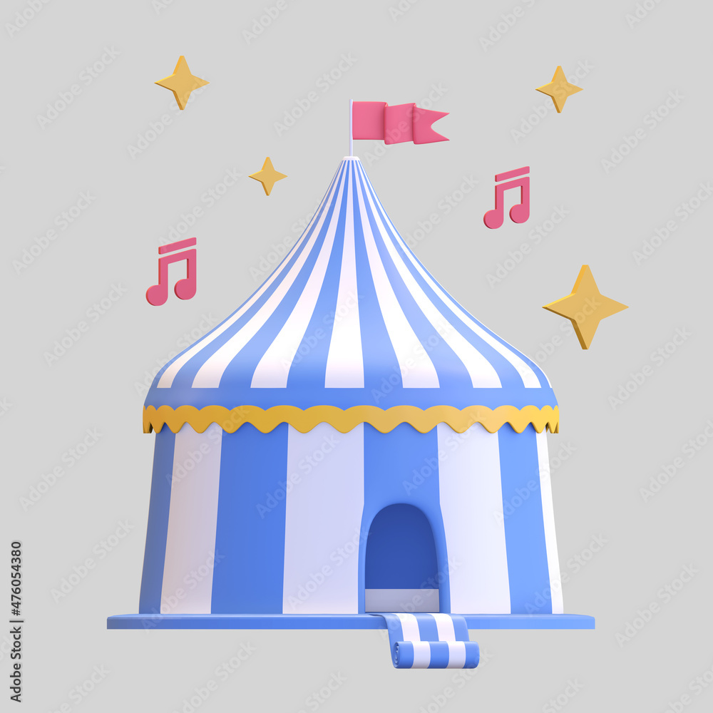 circus tent icon entertainment 3d render illustration circus tent icon entertainment 3d render illustration