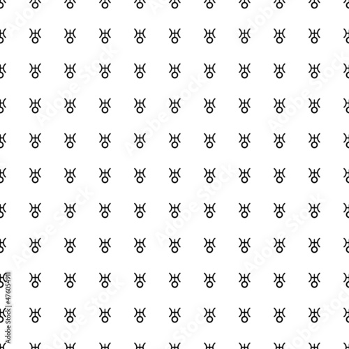 Square seamless background pattern from geometric shapes. The pattern is evenly filled with big black astrological uranus symbols. Vector illustration on white background