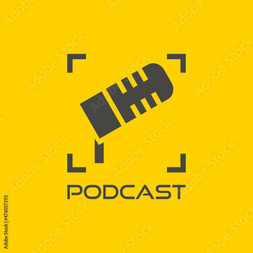 Podcast logo design. Suitable to use for podcast, radio, audio production, talkshow, studio, broadcasting, etc. 100% vector logo.