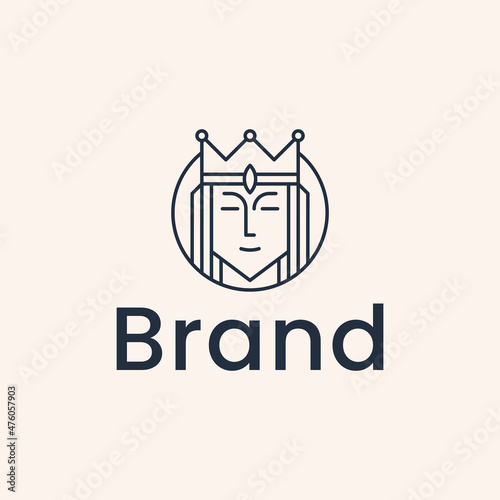 Ancient King Crown line outline logo design
