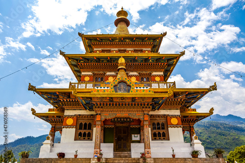 Exterior of the Khamsum Yeulley Namgyal chorten temple (dedicated to the King) in Punakha, Bhutan, Asia photo