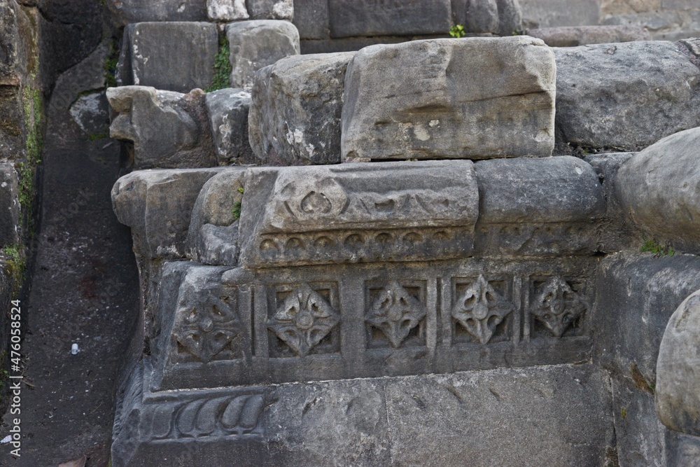 carving at kangra fort , himachal pradesh, india 