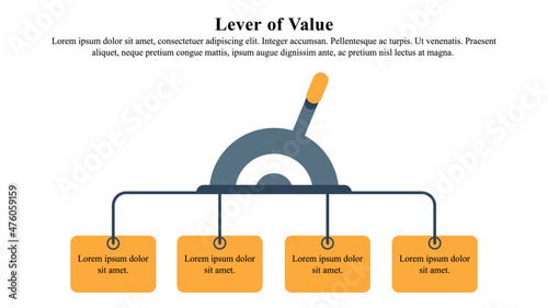 Infographic presentation template of leaver of value. photo
