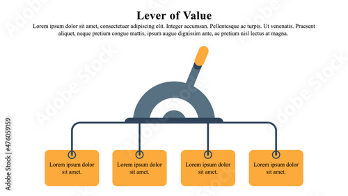 Infographic presentation template of leaver of value.