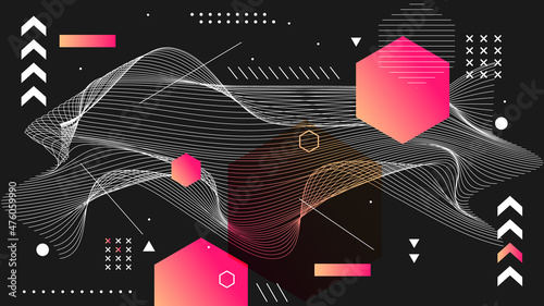 Flat abstract wire frame background template