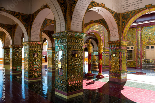 Mandalay, Myanmar - view of the main temple at the top of Mandalay temple