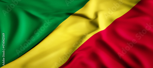 Waving flag concept. National flag of the Republic of the Congo. Waving background. 3D rendering.