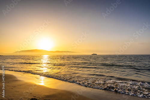 Sea landscape with clouds at sunset in Albania.