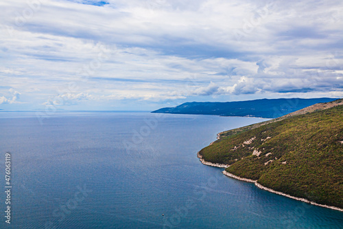 Panoramic view of the island of Cres from Moscenice, Croatia.