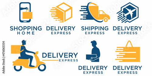 fast delivery icon set logo design template