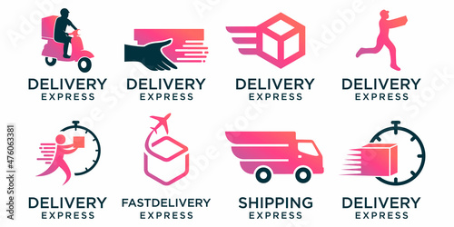 Abstract fast delivery icon set logo template
