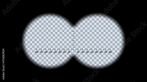 Binoculars viewfinder with markings on a transparent background. Vector illustration.