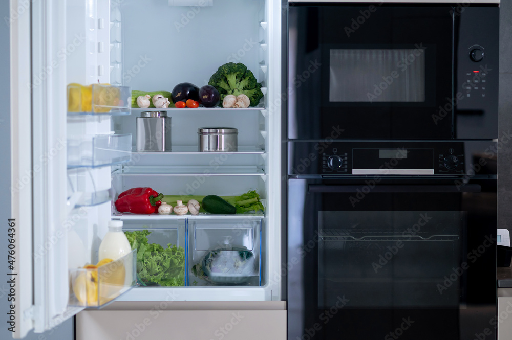 Picture of the fridge with food inside Picture of the fridge with food inside