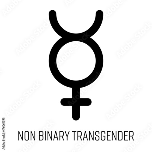 Non-binary transgender sign black vector icon