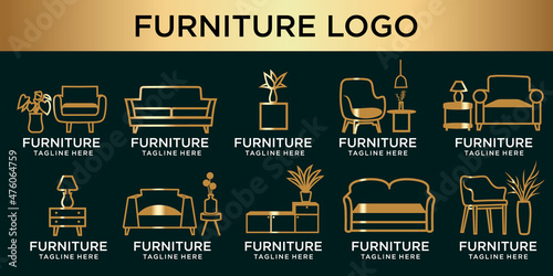 furniture icon set logo design vector