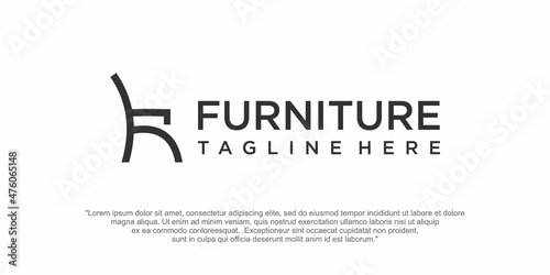 minimalist furniture logo design vector