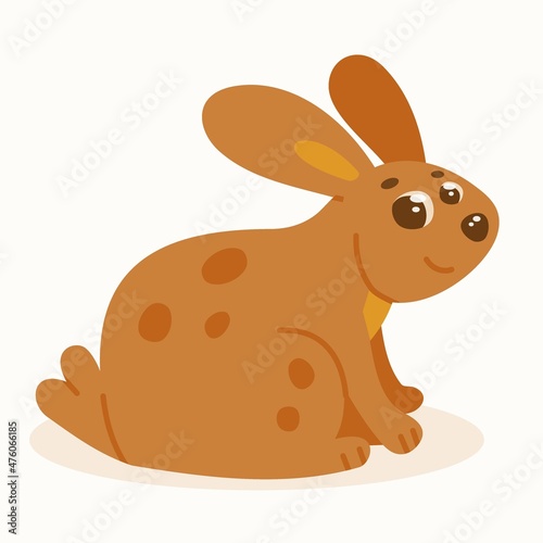 Vector illustration of cartoon cute rabbit isolated on the white background. Forest animal. Modern design.