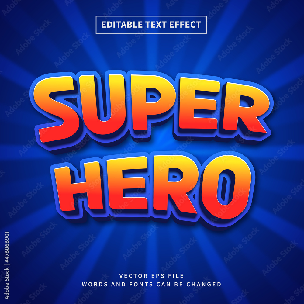 Super hero text effect with 3d cartoon style perfect for title of ...