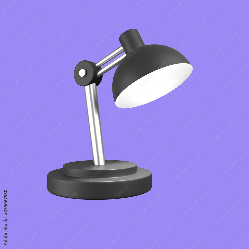 3d cartoon study desk lamp isolated on a purple background, study desk lamp icon. 3d rendering illustration 3d cartoon study desk lamp isolated on a purple background, study desk lamp icon. 3d rendering illustration