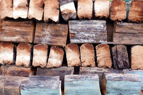 stacked rows of firewood photo