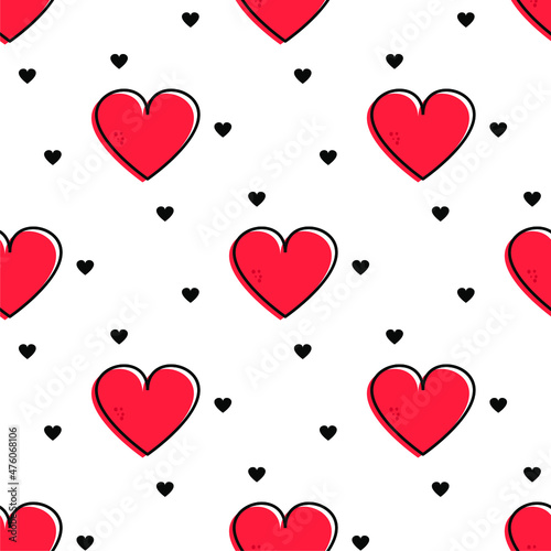 Cute illustration of a valentine heart. seamless pattern. can be used for pattern fill, wrapping paper, greeting card, background, fabric, textile, dress pattern, surface texture, wallpaper