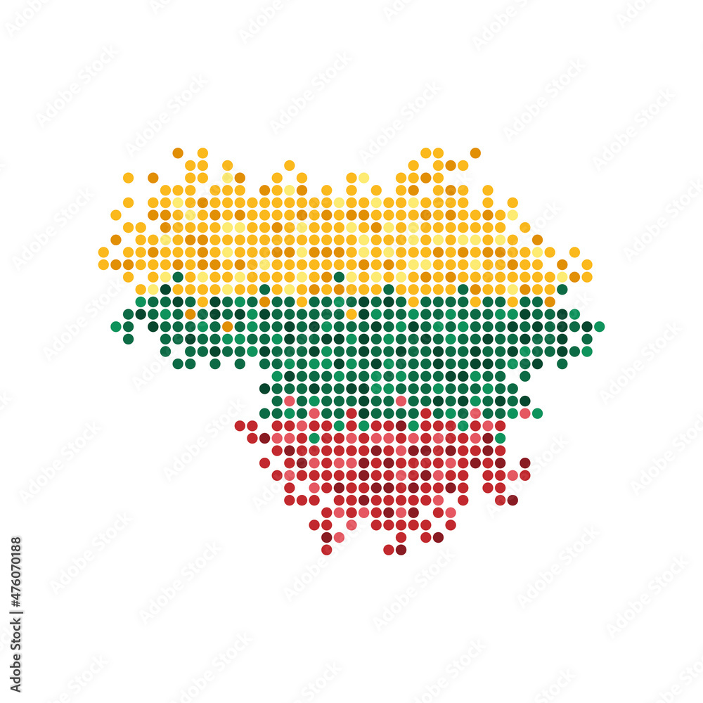 Map logo of Lithuania. Round pixels. Modern digital logo.