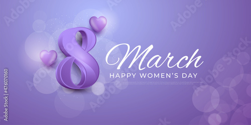 Realistic international women's day of 8 march background with numbers 3d style