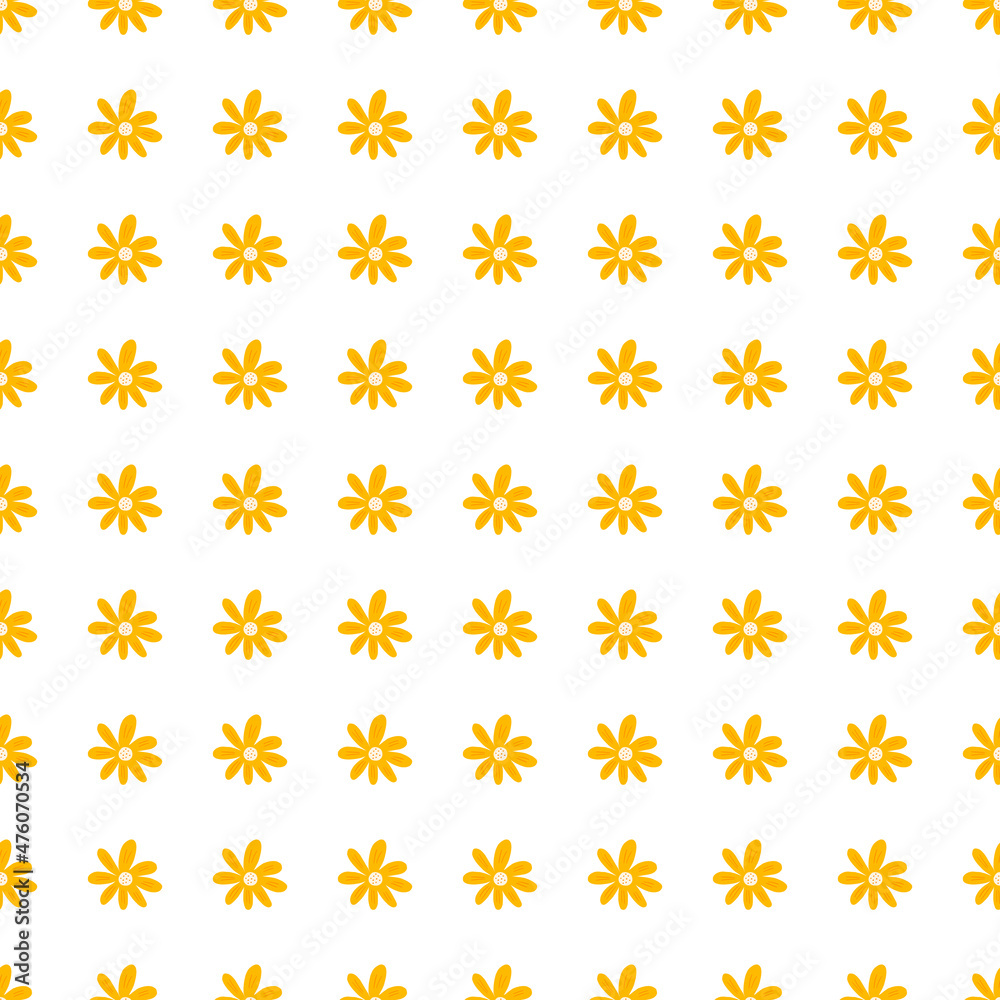 Little ditsy flowers seamless pattern isolated on white background. Retro chamomile print. Floral ornament. P Little ditsy flowers seamless pattern isolated on white background. Retro chamomile print. Floral ornament. P